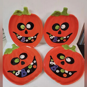 Gibson Home Kookoomon Pumpkin Shaped Plate Set of 4